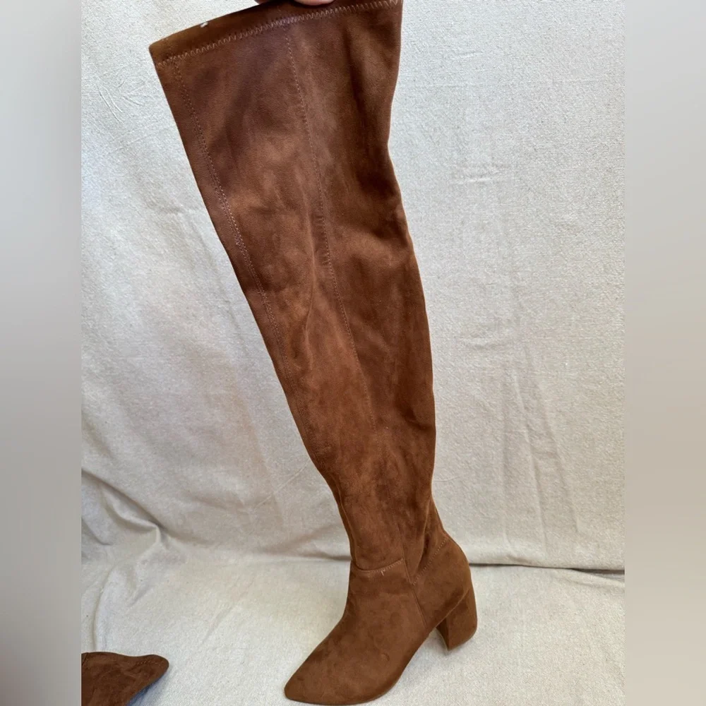 Steve Madden Women's Over the Knee Nifty Boots Brown Faux Suede Size 7M